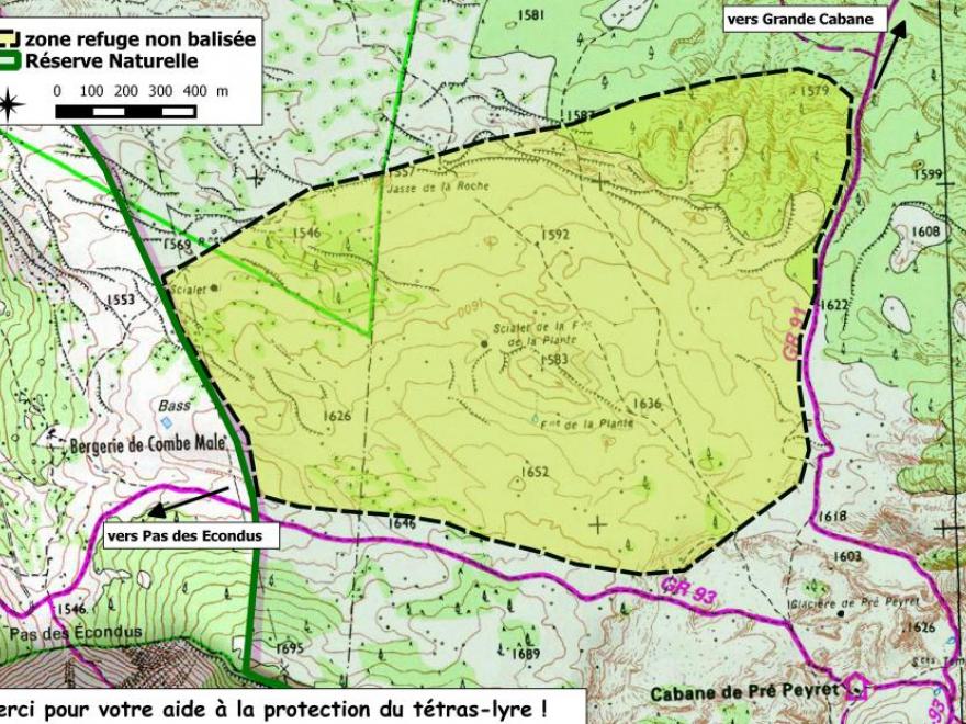 La zone de refuge du tétras-lyre sur les Hauts-Plateaux du Vercors, parc naturel régional du Vercors