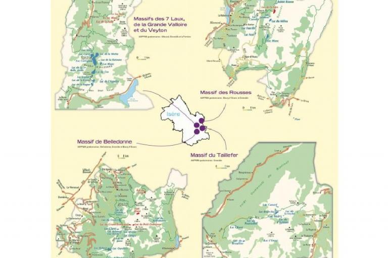 Carte des lacs de montagne, fédération de pêche 38, Nature isère