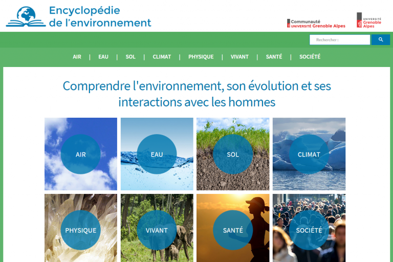 Page d’accueil du site de l'encyclopédie environnement, nature isère