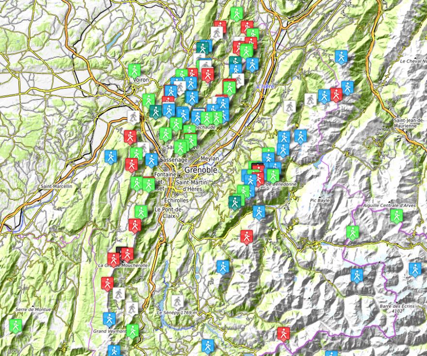 Carte des randonnées en Isère - Isère Rando
