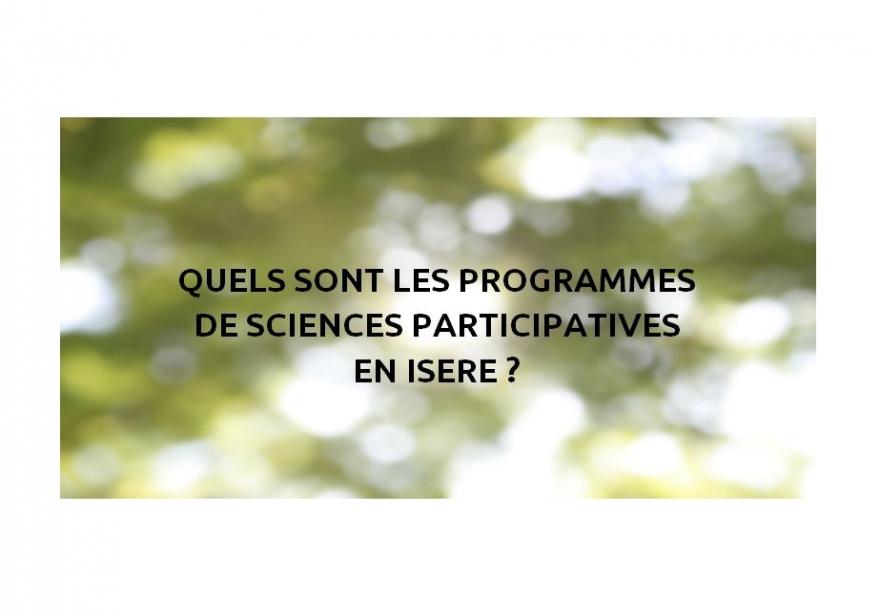 Visuel pour le document sur les différents programmes de sciences participatives en Isère par Nature isère