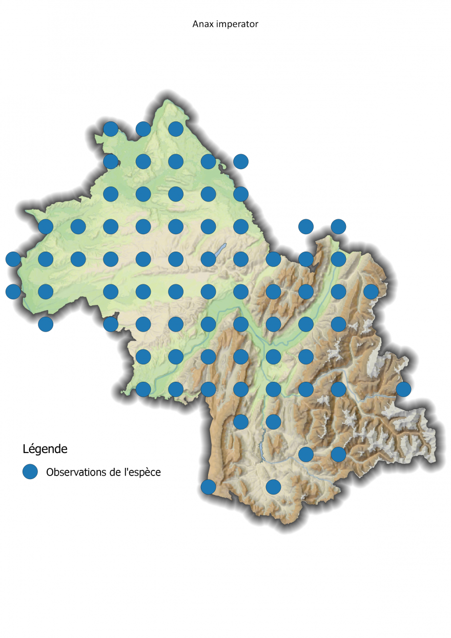 Carte de répartition de l'Anax empereur en Isère, Nature Isère