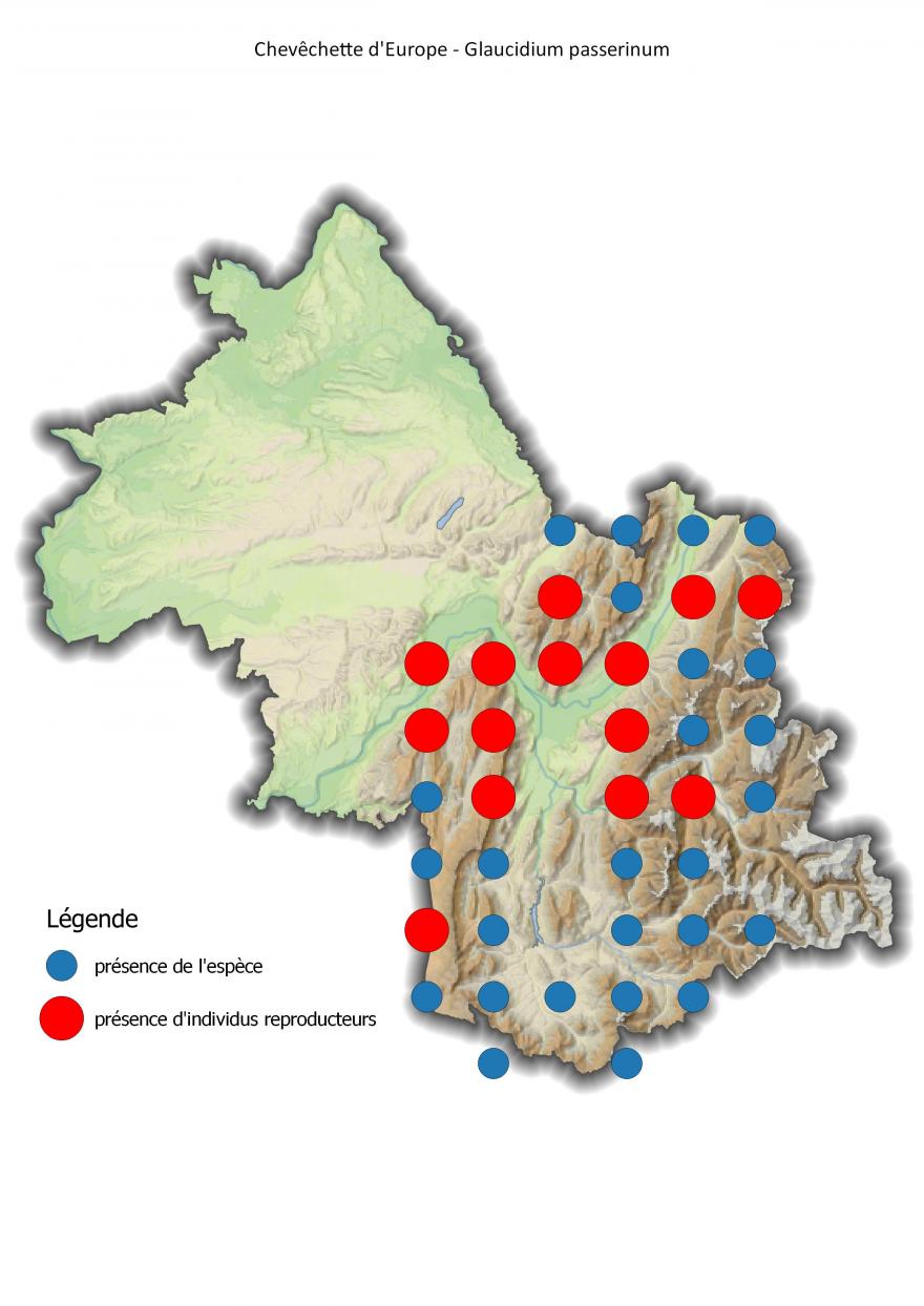 Carte de répartition de la chevêchette d'Europe en Isère (2001-2016) - Nature Isère