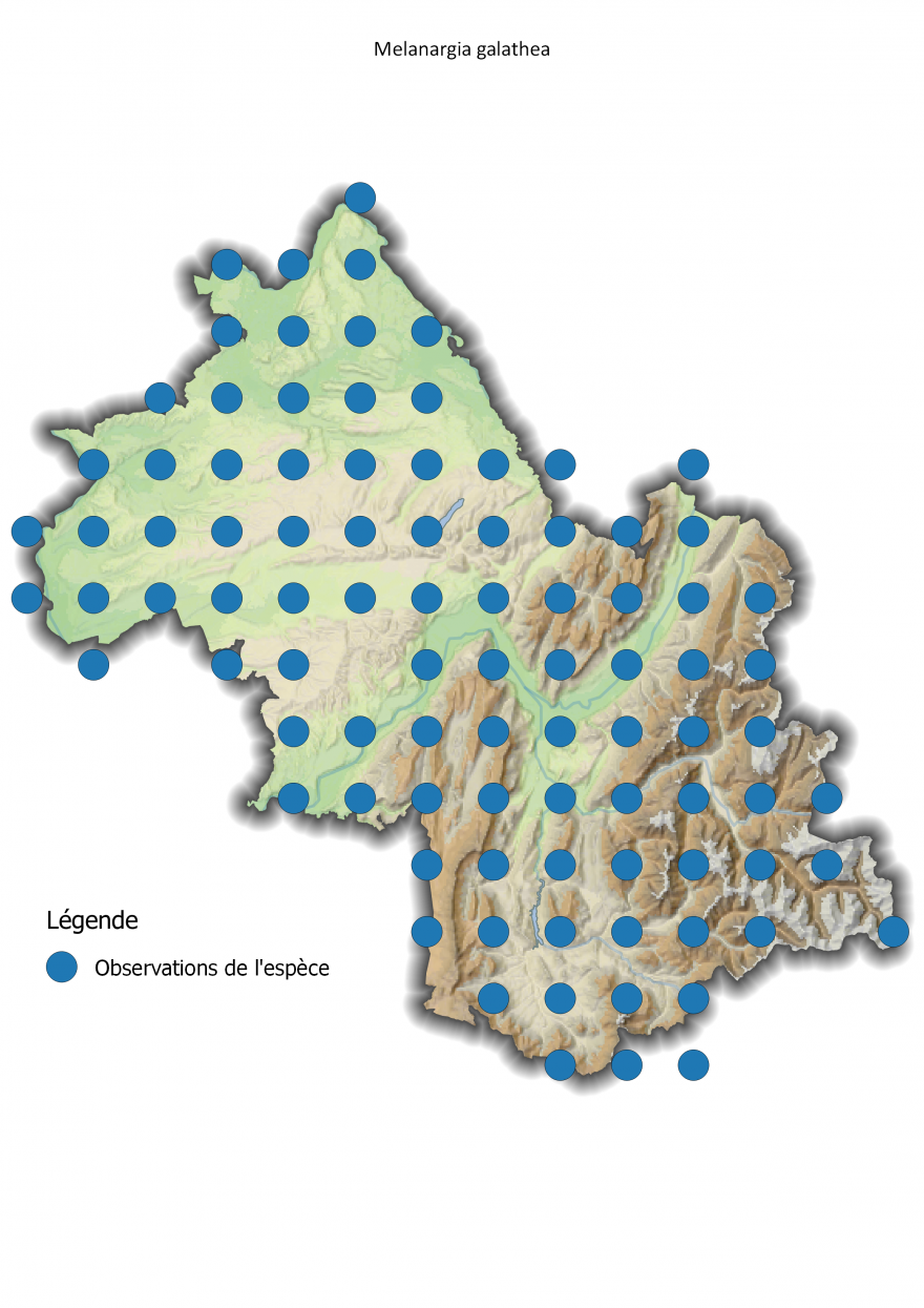 Carte de répartition du Demi-Deuil en Isère, Nature Isère