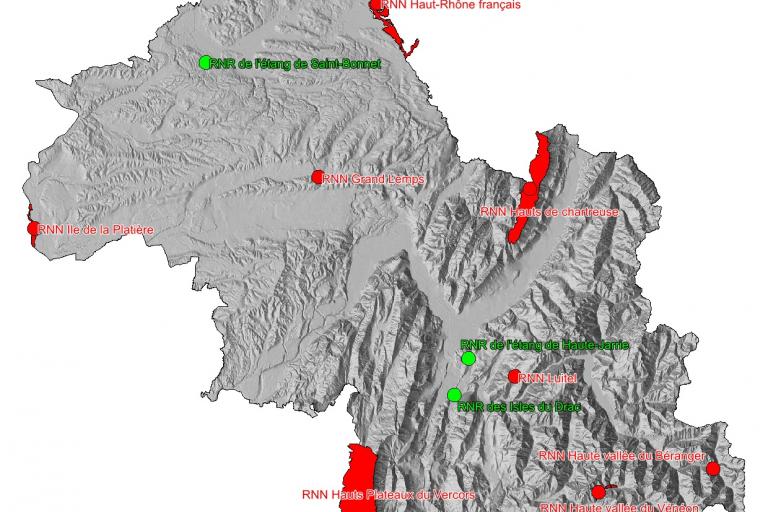 Carte des réserves naturelles de l'Isère, par le Département de l'Isère